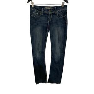 BKE Denim Sabrina Jeans Women's Size 28L Slim Boot Stretch Buckle Distressed